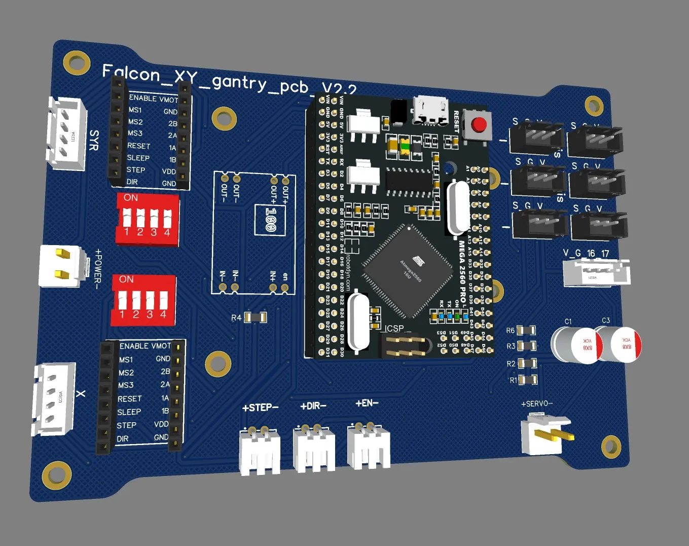 3D view of the Falcon XY gantry controller PCB