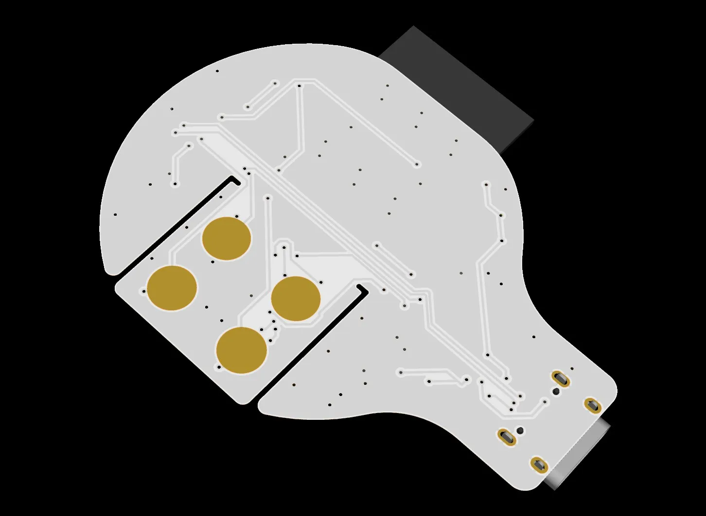 3D PCB layout view of the electrode side